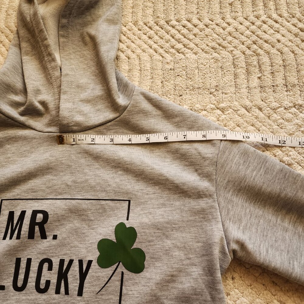 Kids Gray “MR. LUCKY CHARM” Shamrock Hoodie Size L - Picture 12 of 16